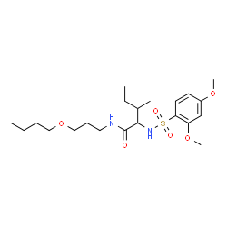 ChemSpider 2D Image | N-(3-Butoxypropyl)-N~2~-[(2,4-dimethoxyphenyl)sulfonyl]isoleucinamide | C21H36N2O6S