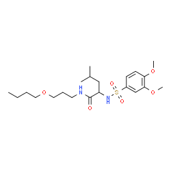 ChemSpider 2D Image | N-(3-Butoxypropyl)-N~2~-[(3,4-dimethoxyphenyl)sulfonyl]leucinamide | C21H36N2O6S