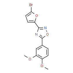 ChemSpider 2D Image | 3-(5-Bromo-2-furyl)-5-(3,4-dimethoxyphenyl)-1,2,4-oxadiazole | C14H11BrN2O4