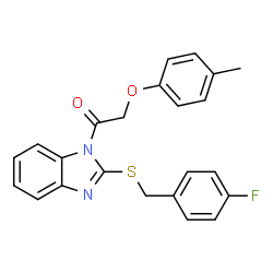 ChemSpider 2D Image | 1-{2-[(4-Fluorobenzyl)sulfanyl]-1H-benzimidazol-1-yl}-2-(4-methylphenoxy)ethanone | C23H19FN2O2S