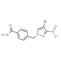 ChemSpider 2D Image | 4-[(4-Bromo-3-nitro-1H-pyrazol-1-yl)methyl]benzamide | C11H9BrN4O3