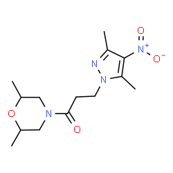 ChemSpider 2D Image | 1-(2,6-Dimethyl-4-morpholinyl)-3-(3,5-dimethyl-4-nitro-1H-pyrazol-1-yl)-1-propanone | C14H22N4O4