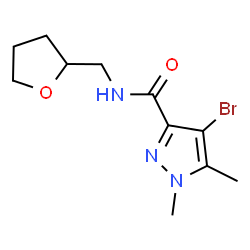 ChemSpider 2D Image | 4-Bromo-1,5-dimethyl-N-(tetrahydro-2-furanylmethyl)-1H-pyrazole-3-carboxamide | C11H16BrN3O2