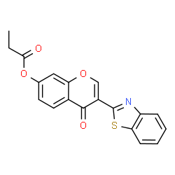 ChemSpider 2D Image | 3-(1,3-Benzothiazol-2-yl)-4-oxo-4H-chromen-7-yl propionate | C19H13NO4S