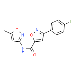 ChemSpider 2D Image | 3-(4-Fluorophenyl)-N-(5-methyl-1,2-oxazol-3-yl)-1,2-oxazole-5-carboxamide | C14H10FN3O3