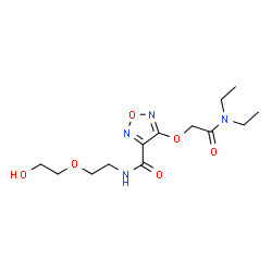 ChemSpider 2D Image | 4-[2-(Diethylamino)-2-oxoethoxy]-N-[2-(2-hydroxyethoxy)ethyl]-1,2,5-oxadiazole-3-carboxamide | C13H22N4O6