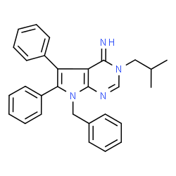 ChemSpider 2D Image | 7-Benzyl-3-isobutyl-5,6-diphenyl-3,7-dihydro-4H-pyrrolo[2,3-d]pyrimidin-4-imine | C29H28N4