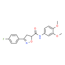ChemSpider 2D Image | N-(3,4-Dimethoxyphenyl)-3-(4-fluorophenyl)-4,5-dihydro-1,2-oxazole-5-carboxamide | C18H17FN2O4
