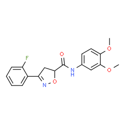 ChemSpider 2D Image | N-(3,4-Dimethoxyphenyl)-3-(2-fluorophenyl)-4,5-dihydro-1,2-oxazole-5-carboxamide | C18H17FN2O4