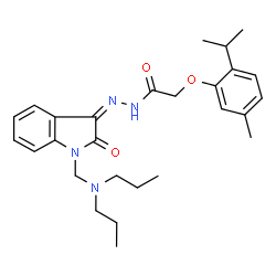 ChemSpider 2D Image | N'-{(3Z)-1-[(Dipropylamino)methyl]-2-oxo-1,2-dihydro-3H-indol-3-ylidene}-2-(2-isopropyl-5-methylphenoxy)acetohydrazide | C27H36N4O3