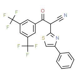 ChemSpider 2D Image | 3-[3,5-Bis(trifluoromethyl)phenyl]-3-oxo-2-(4-phenyl-1,3-thiazol-2-yl)propanenitrile | C20H10F6N2OS