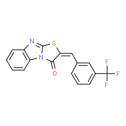 ChemSpider 2D Image | (2E)-2-[3-(Trifluoromethyl)benzylidene][1,3]thiazolo[3,2-a]benzimidazol-3(2H)-one | C17H9F3N2OS