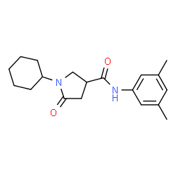 ChemSpider 2D Image | 1-Cyclohexyl-N-(3,5-dimethylphenyl)-5-oxo-3-pyrrolidinecarboxamide | C19H26N2O2