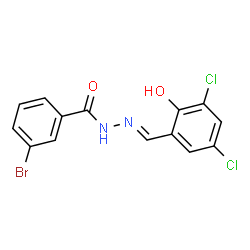 ChemSpider 2D Image | 3-Bromo-N'-[(E)-(3,5-dichloro-2-hydroxyphenyl)methylene]benzohydrazide | C14H9BrCl2N2O2