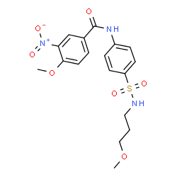 ChemSpider 2D Image | 4-Methoxy-N-{4-[(3-methoxypropyl)sulfamoyl]phenyl}-3-nitrobenzamide | C18H21N3O7S