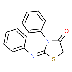 ChemSpider 2D Image | 3-Phenyl-2-phenylimino-thiazolidin-4-one | C15H12N2OS