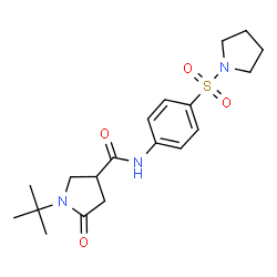 ChemSpider 2D Image | 1-(2-Methyl-2-propanyl)-5-oxo-N-[4-(1-pyrrolidinylsulfonyl)phenyl]-3-pyrrolidinecarboxamide | C19H27N3O4S