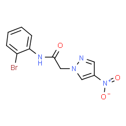 ChemSpider 2D Image | N-(2-Bromophenyl)-2-(4-nitro-1H-pyrazol-1-yl)acetamide | C11H9BrN4O3