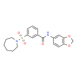 ChemSpider 2D Image | 3-(1-Azepanylsulfonyl)-N-(1,3-benzodioxol-5-yl)benzamide | C20H22N2O5S