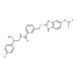 ChemSpider 2D Image | N-[2-(4-Chlorophenyl)-2-hydroxyethyl]-3-({[5-(difluoromethoxy)-1H-benzimidazol-2-yl]sulfanyl}methyl)benzamide | C24H20ClF2N3O3S