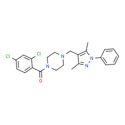 ChemSpider 2D Image | (2,4-Dichlorophenyl){4-[(3,5-dimethyl-1-phenyl-1H-pyrazol-4-yl)methyl]-1-piperazinyl}methanone | C23H24Cl2N4O
