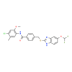 ChemSpider 2D Image | N-(4-Chloro-2-methoxy-5-methylphenyl)-4-({[5-(difluoromethoxy)-1H-benzimidazol-2-yl]sulfanyl}methyl)benzamide | C24H20ClF2N3O3S