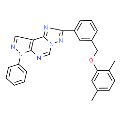 ChemSpider 2D Image | 2-{3-[(2,5-Dimethylphenoxy)methyl]phenyl}-7-phenyl-7H-pyrazolo[4,3-e][1,2,4]triazolo[1,5-c]pyrimidine | C27H22N6O