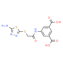 ChemSpider 2D Image | 5-({[(5-Amino-1,3,4-thiadiazol-2-yl)sulfanyl]acetyl}amino)isophthalic acid | C12H10N4O5S2