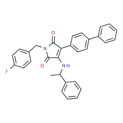 ChemSpider 2D Image | 3-(4-Biphenylyl)-1-(4-fluorobenzyl)-4-[(1-phenylethyl)amino]-1H-pyrrole-2,5-dione | C31H25FN2O2