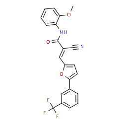 ChemSpider 2D Image | (2E)-2-Cyano-N-(2-methoxyphenyl)-3-{5-[3-(trifluoromethyl)phenyl]-2-furyl}acrylamide | C22H15F3N2O3
