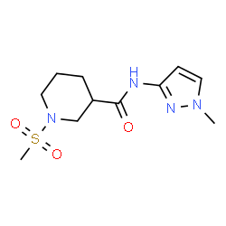 ChemSpider 2D Image | N-(1-Methyl-1H-pyrazol-3-yl)-1-(methylsulfonyl)-3-piperidinecarboxamide | C11H18N4O3S