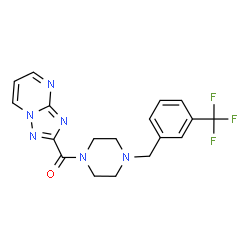 ChemSpider 2D Image | [1,2,4]Triazolo[1,5-a]pyrimidin-2-yl{4-[3-(trifluoromethyl)benzyl]-1-piperazinyl}methanone | C18H17F3N6O