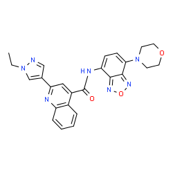 ChemSpider 2D Image | 2-(1-Ethyl-1H-pyrazol-4-yl)-N-[7-(4-morpholinyl)-2,1,3-benzoxadiazol-4-yl]-4-quinolinecarboxamide | C25H23N7O3