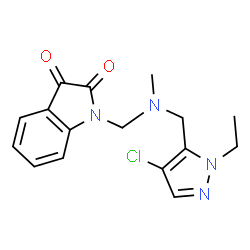 ChemSpider 2D Image | 1-({[(4-Chloro-1-ethyl-1H-pyrazol-5-yl)methyl](methyl)amino}methyl)-1H-indole-2,3-dione | C16H17ClN4O2