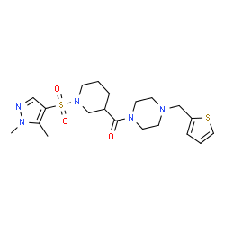 ChemSpider 2D Image | {1-[(1,5-Dimethyl-1H-pyrazol-4-yl)sulfonyl]-3-piperidinyl}[4-(2-thienylmethyl)-1-piperazinyl]methanone | C20H29N5O3S2