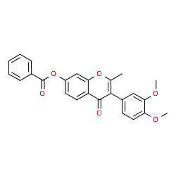 ChemSpider 2D Image | 3-(3,4-Dimethoxyphenyl)-2-methyl-4-oxo-4H-chromen-7-yl benzoate | C25H20O6