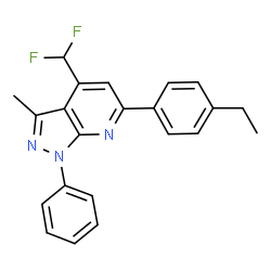ChemSpider 2D Image | 4-(Difluoromethyl)-6-(4-ethylphenyl)-3-methyl-1-phenyl-1H-pyrazolo[3,4-b]pyridine | C22H19F2N3