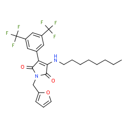 ChemSpider 2D Image | 3-[3,5-Bis(trifluoromethyl)phenyl]-1-(2-furylmethyl)-4-(octylamino)-1H-pyrrole-2,5-dione | C25H26F6N2O3