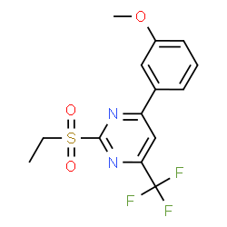 ChemSpider 2D Image | 2-(Ethylsulfonyl)-4-(3-methoxyphenyl)-6-(trifluoromethyl)pyrimidine | C14H13F3N2O3S