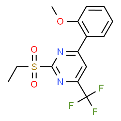 ChemSpider 2D Image | 2-(Ethylsulfonyl)-4-(2-methoxyphenyl)-6-(trifluoromethyl)pyrimidine | C14H13F3N2O3S