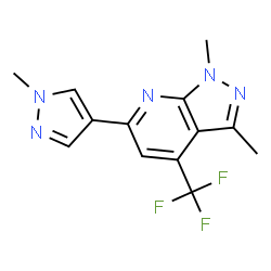 ChemSpider 2D Image | 1,3-Dimethyl-6-(1-methyl-1H-pyrazol-4-yl)-4-(trifluoromethyl)-1H-pyrazolo[3,4-b]pyridine | C13H12F3N5