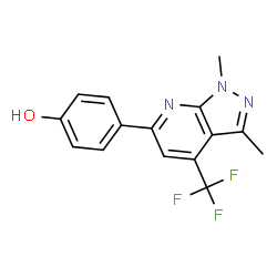 ChemSpider 2D Image | 4-[1,3-Dimethyl-4-(trifluoromethyl)-1H-pyrazolo[3,4-b]pyridin-6-yl]phenol | C15H12F3N3O