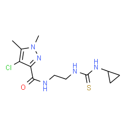 ChemSpider 2D Image | 4-Chloro-N-{2-[(cyclopropylcarbamothioyl)amino]ethyl}-1,5-dimethyl-1H-pyrazole-3-carboxamide | C12H18ClN5OS
