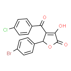 ChemSpider 2D Image | 5-(4-Bromophenyl)-4-(4-chlorobenzoyl)-3-hydroxy-2(5H)-furanone | C17H10BrClO4