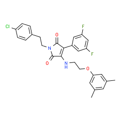 ChemSpider 2D Image | 1-[2-(4-Chlorophenyl)ethyl]-3-(3,5-difluorophenyl)-4-{[2-(3,5-dimethylphenoxy)ethyl]amino}-1H-pyrrole-2,5-dione | C28H25ClF2N2O3