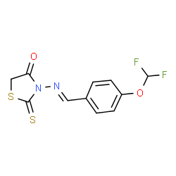 ChemSpider 2D Image | 3-{(E)-[4-(Difluoromethoxy)benzylidene]amino}-2-thioxo-1,3-thiazolidin-4-one | C11H8F2N2O2S2