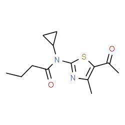 ChemSpider 2D Image | N-(5-Acetyl-4-methyl-1,3-thiazol-2-yl)-N-cyclopropylbutanamide | C13H18N2O2S