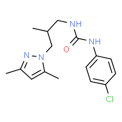 ChemSpider 2D Image | 1-(4-Chlorophenyl)-3-[3-(3,5-dimethyl-1H-pyrazol-1-yl)-2-methylpropyl]urea | C16H21ClN4O