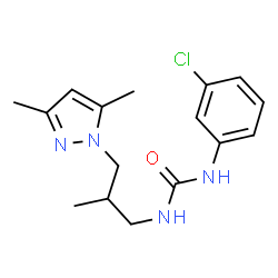 ChemSpider 2D Image | 1-(3-Chlorophenyl)-3-[3-(3,5-dimethyl-1H-pyrazol-1-yl)-2-methylpropyl]urea | C16H21ClN4O