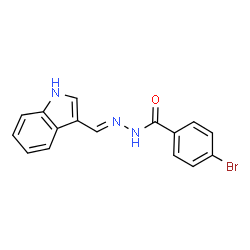 ChemSpider 2D Image | 4-Bromo-N'-[(E)-1H-indol-3-ylmethylene]benzohydrazide | C16H12BrN3O